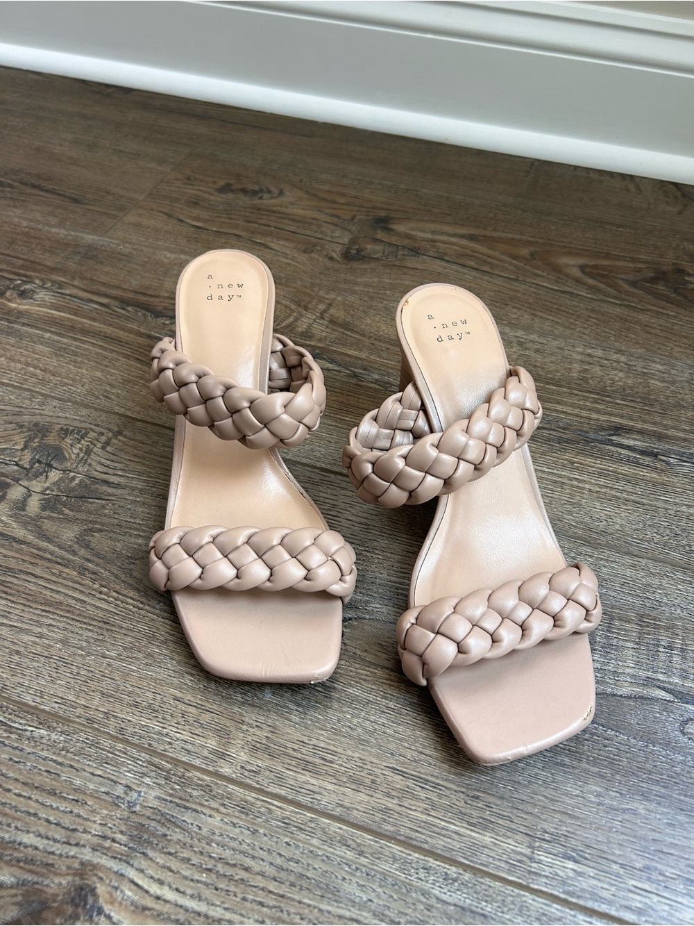 a new day Braided Double-Strap Slide Sandal in Nude Beige